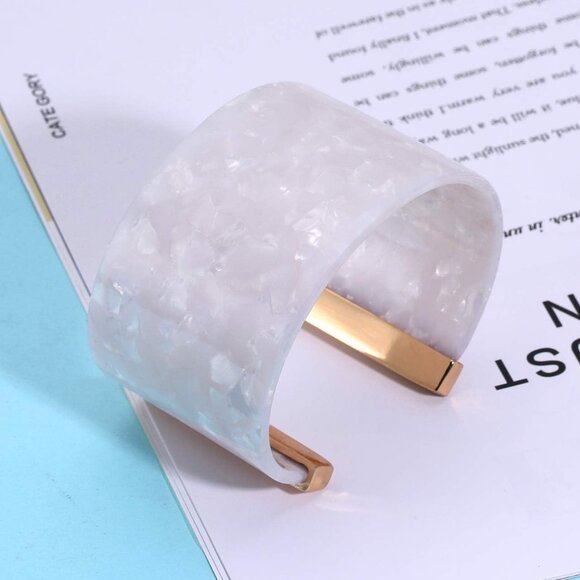 Wide Cuff Bangle Bracelet for Women Acrylic Resin Tortoise Bangle Bracelet State - Picture 7 of 7
